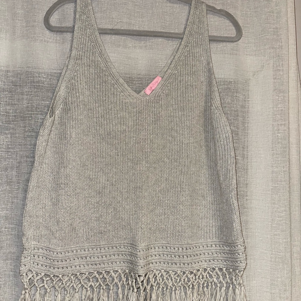 Lilly Pulitzer Dulce Knit Fringed Hem Tank Top